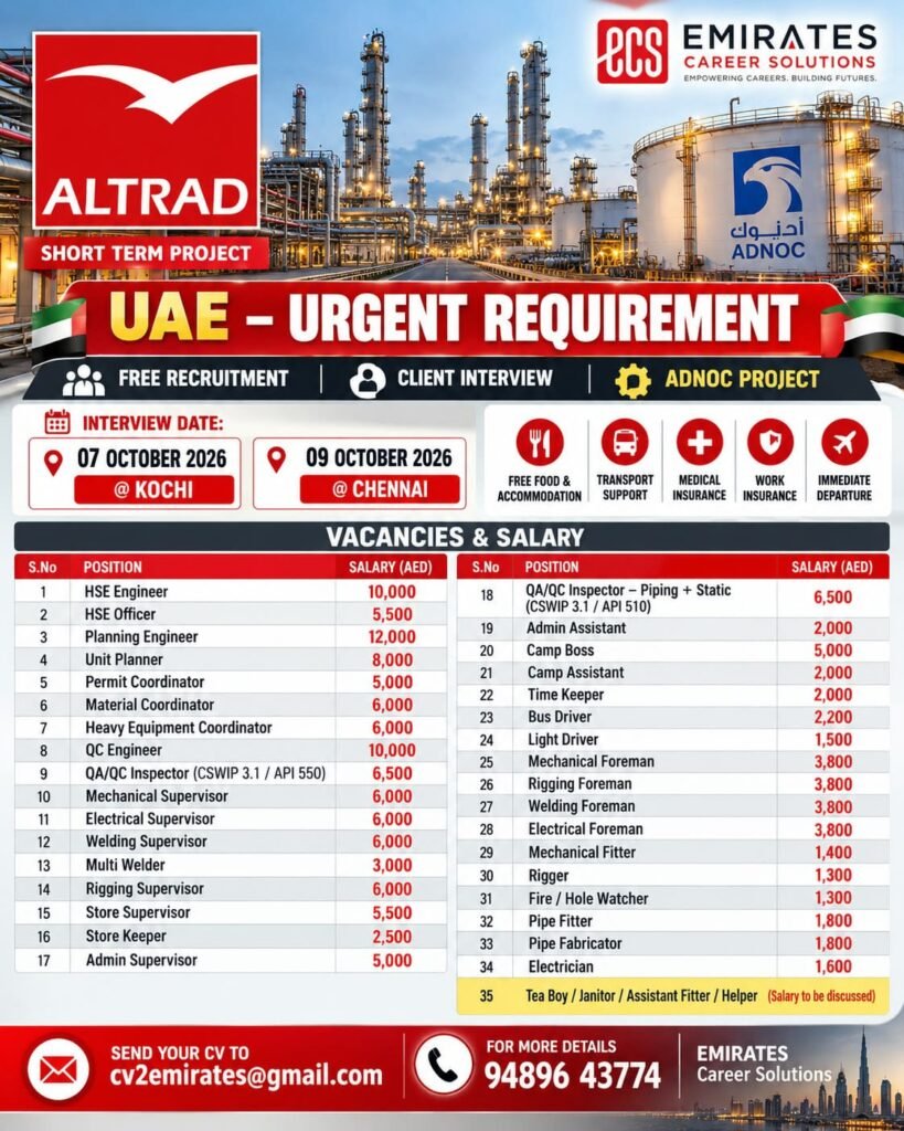 UAE Jobs 2026 – ALTRAD Short Term Project