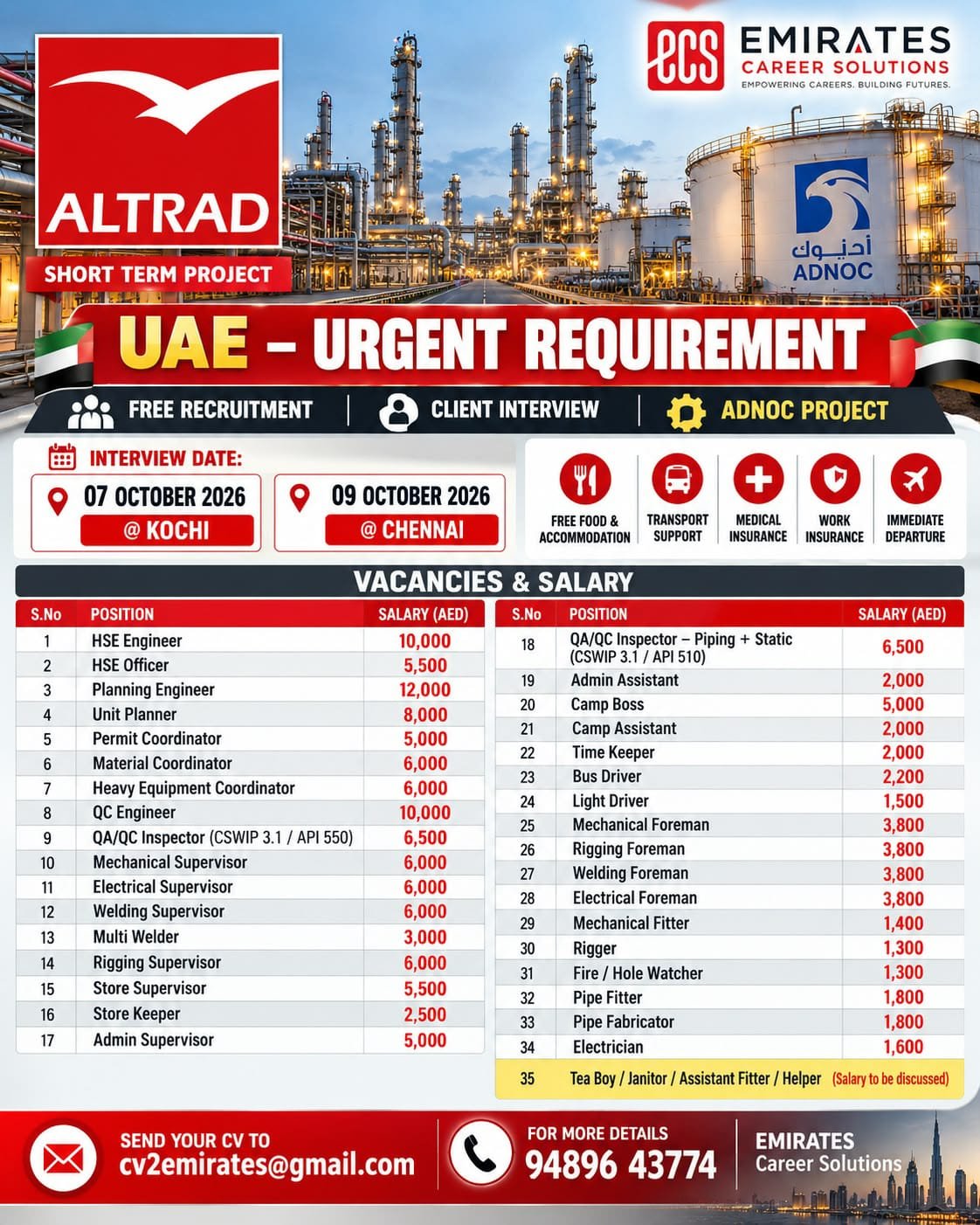 UAE Jobs 2026 – ALTRAD Short Term Project