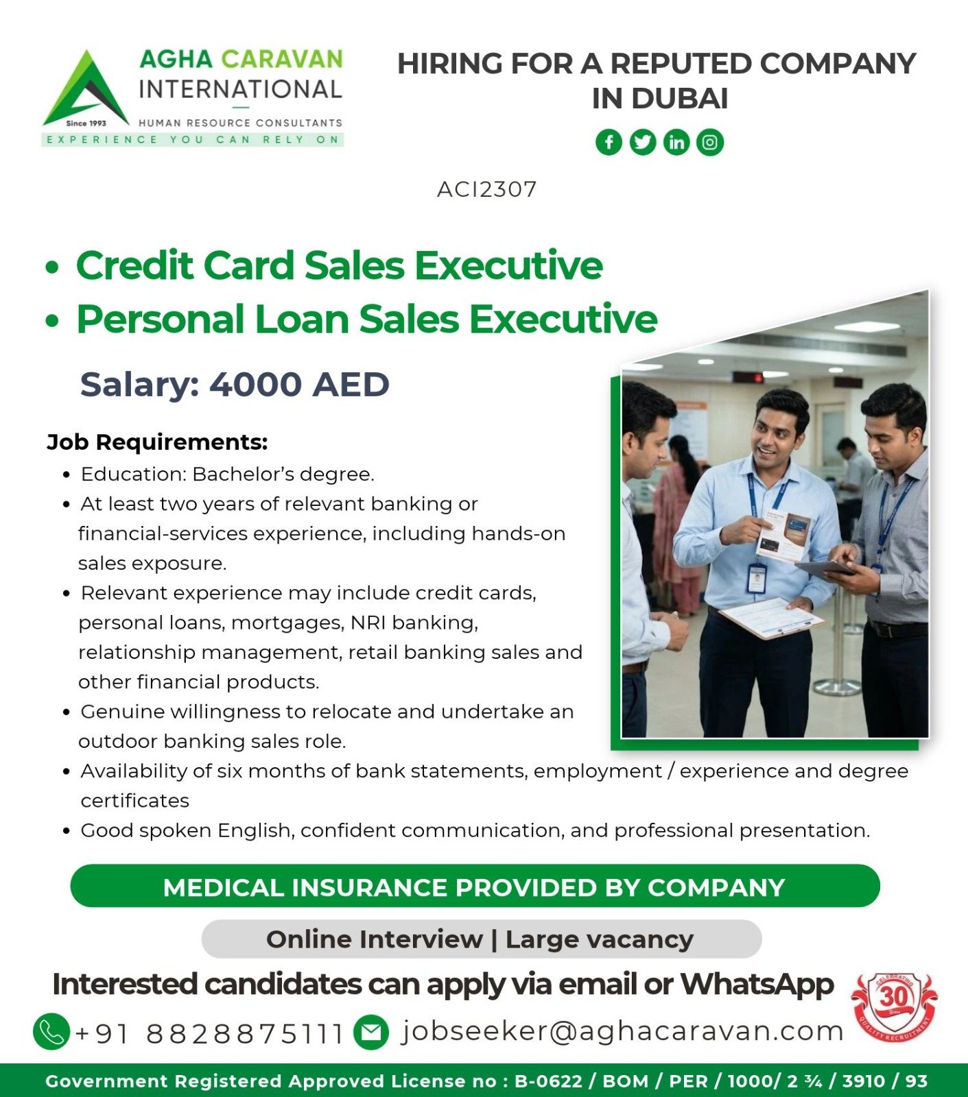 Dubai Banking Jobs 2026: Credit Card and Personal Loan Sales Executives