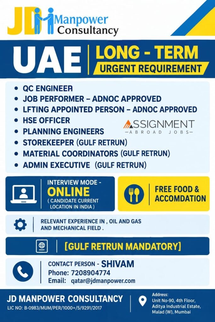 UAE Jobs 2026 – Long-Term Oil & Gas Recruitment