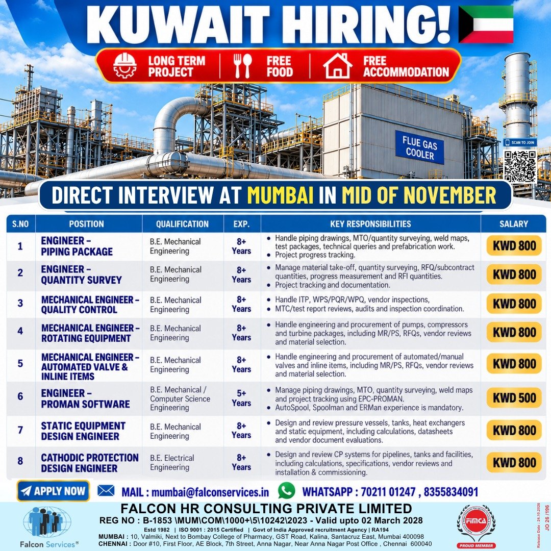 Kuwait Engineering Jobs 2026: long-term project